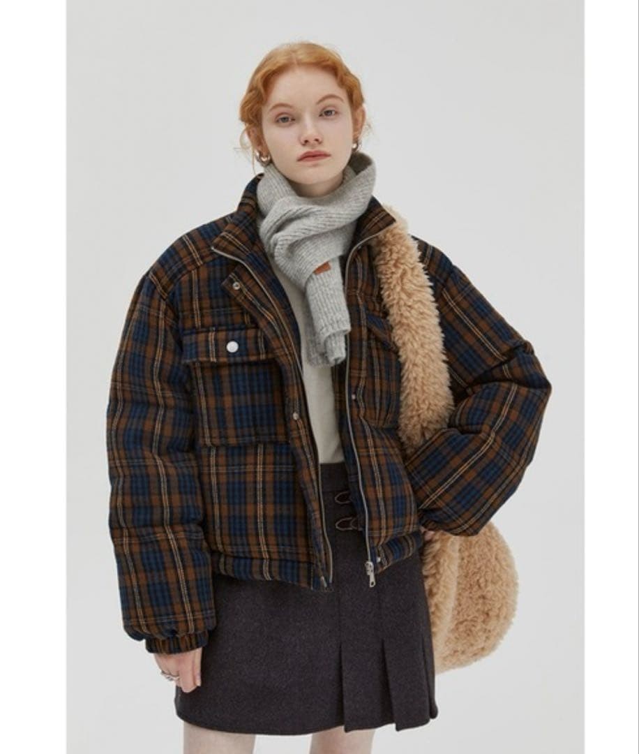 Down Down Jacket Short Checkered PUFFA Down Jacket - image 1