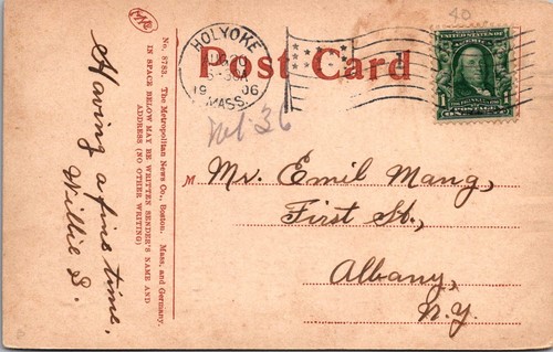 GOLDPATH: US POSTCARD 1906 HOLYOKE,MA.SHADY DRIVE,MT.TOM DISTANCE CV816_P32