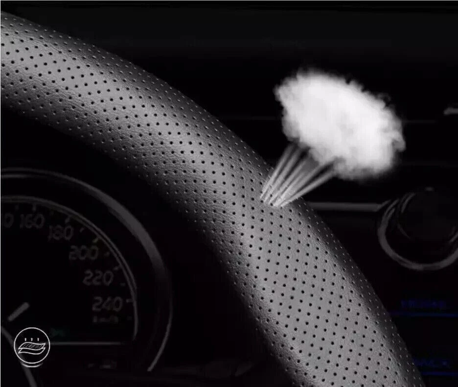 For Ford All Cars 15" 38cm Genuine Leather+Carbon fibe Steering Wheel Cover - Image 2 of 4