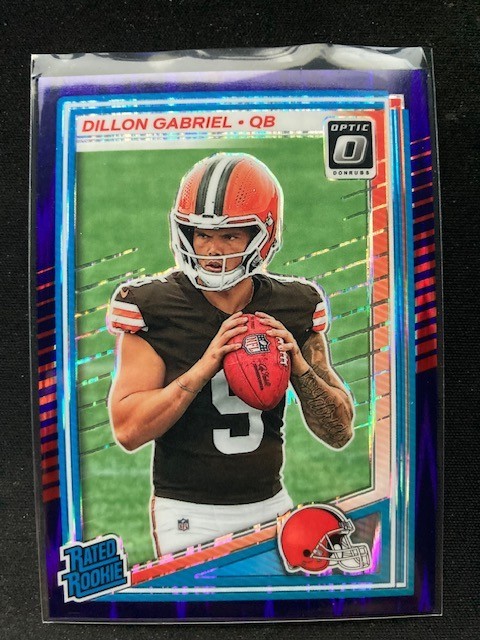 2025 Donruss Optic #263 Dillon Gabriel Purple Shock Prizm Rated Rookie (RC)