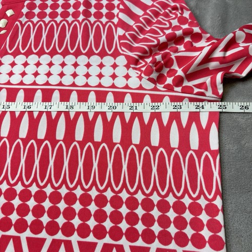 Susan Graver Top Women Size 1X Pink Printed Liquid Knit Rhinestone Tunic Stretch - Picture 3 of 14