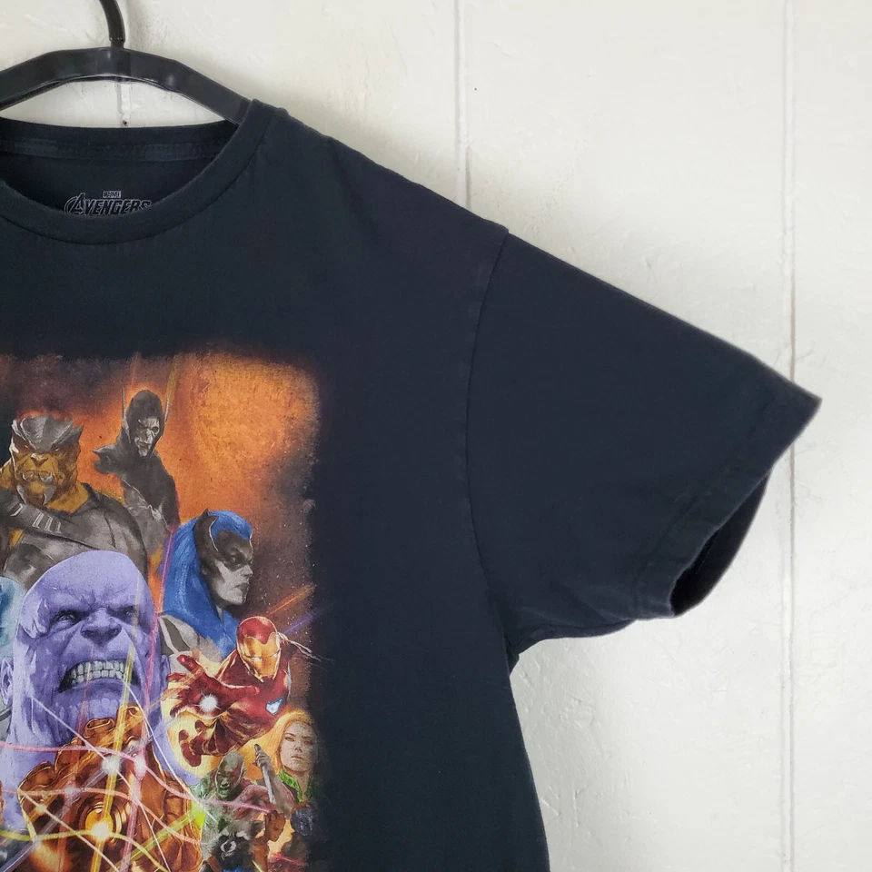 Camisa Avengers Para Hombre Grande Negra Gráfica Cuello Redondo Manga Corta Elastizada Marvel Foto 4 de 4