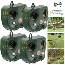 4Pack Animal Repeller Ultrasonic Solar Power Outdoor Pest Cat Mice Deer Sensor