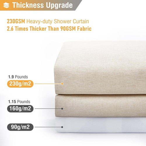 BTTN Extra Long Fabric Shower Curtain 84 Inch Linen Textured Heavy Duty Cloth... - Picture 3 of 6