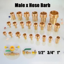 Male x Hose Barb Straight Connector Brass Pipe Fitting BSP1/2" 3/4" 1" Gas Fuel