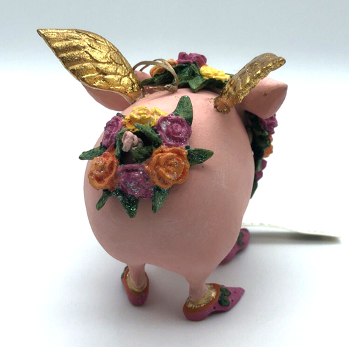 Patience Brewster Rose The Flying Pig Ornament Krinkles Christmas 4” W/ Box - Picture 5 of 11