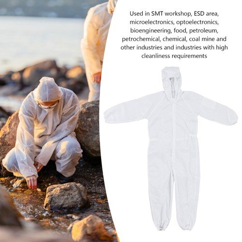 Protective Coverall Polyester Static Resistant Particles Proof Workwear 4XL For - Picture 4 of 24