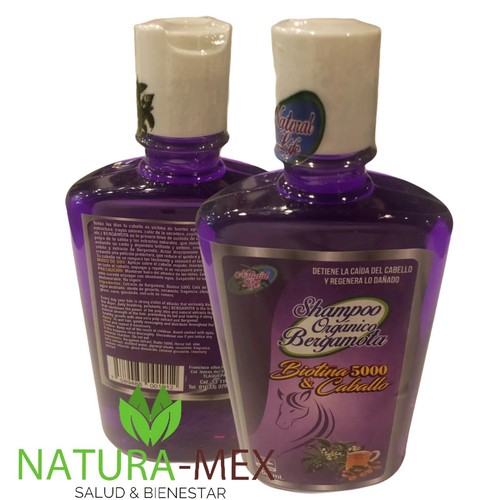 SHAMPOO ORGANICO BERGAMOTA W BIOTINA 5000 & CABALLO 100 NATURAL STOP