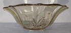 Fostoria Console Bowl Baroque Topaz Yellow Fleur de Lis Flared Depression Glass