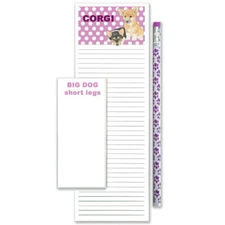 Corgi Welsh Pembroke To Do List Magnetic Shopping Pad Notepad & Pencil Gift Set