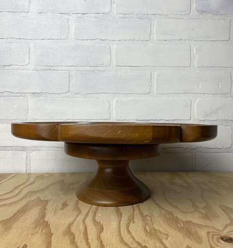 Vintage Solid American Walnut Wood Serving Lazy Susan 7 Compartments Tray. - Picture 4 of 11