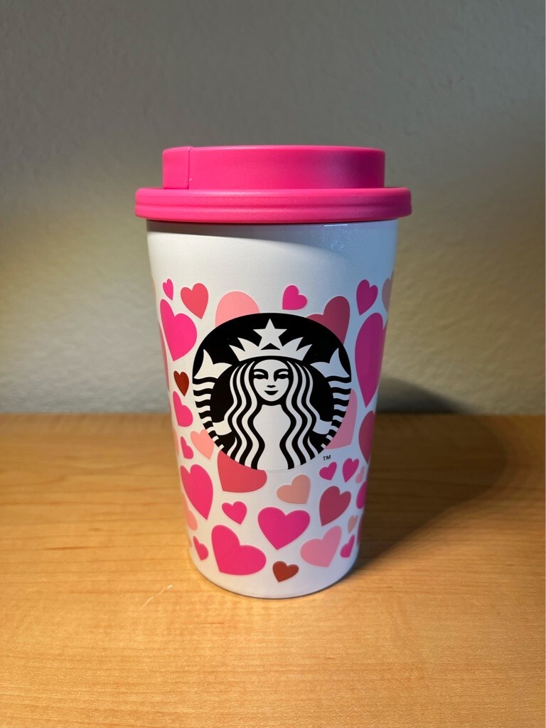 Starbucks Love Heart Keychain Pink ★送料込 Starbucks Japan 2021 Valentines Day Stainless Heart Cup