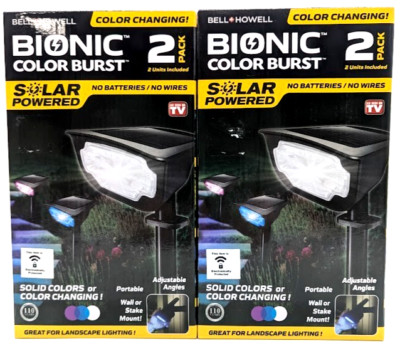 *NEW* SET OF 2 Bionic Color Burst Solar Powered Waterproof Pathway Lights
