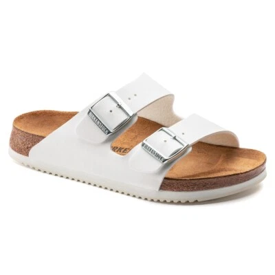 Sandales Birkenstock Arizona Superlaufsohle Blanc Étroit Ou Large - Photo 1/4