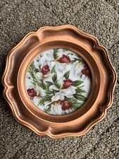 Vintage Albert Gilles Embossed Copper Botanical Wall Hanging Ceramic Plate