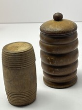 Two Charming Pieces VTG Hand Turned Tween Wood Jars W/ Lids