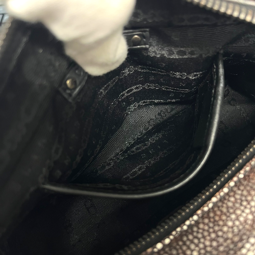 Authentic CELINE Leather Mini Boogie Bag Hand Bag Silver Black Used F/S - Picture 22 of 24