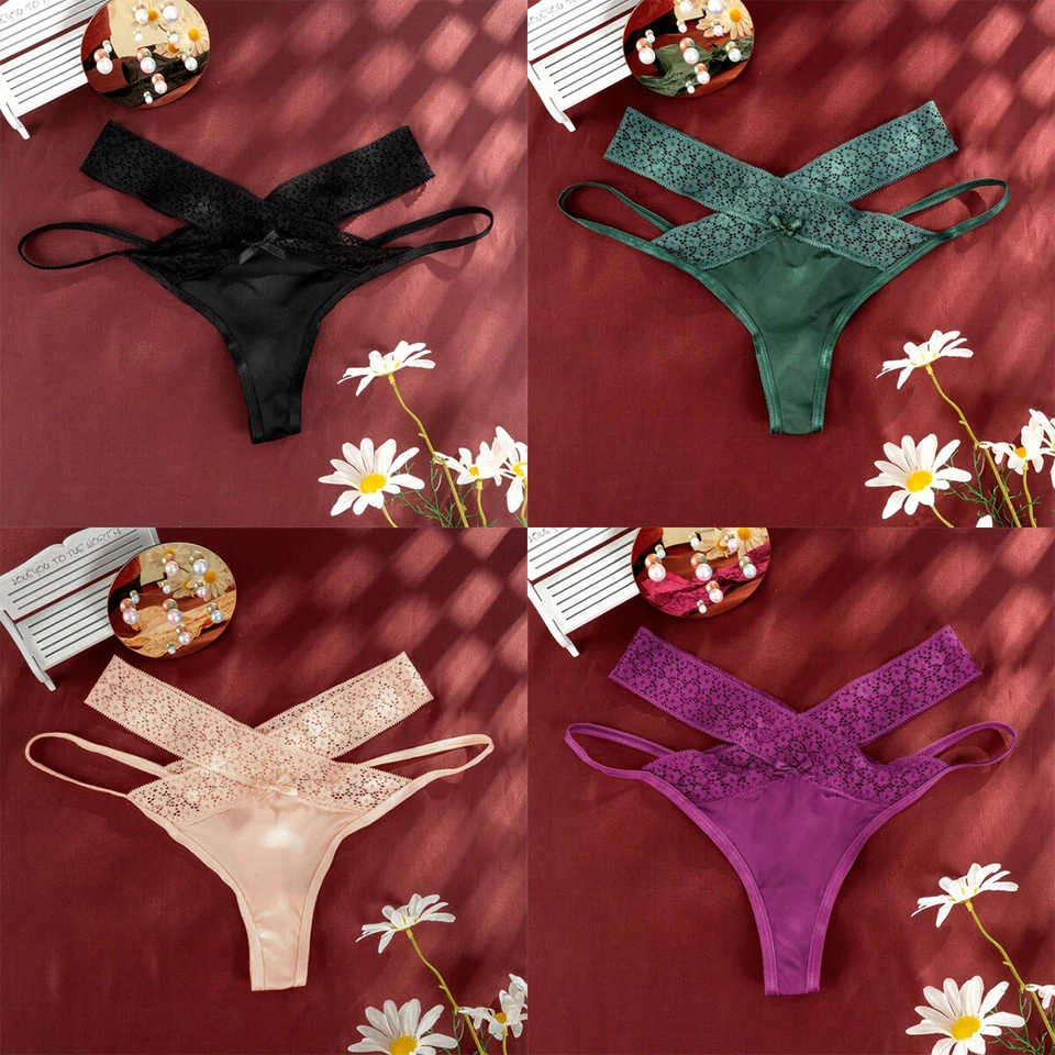 Paquete de 5 Tangas Sexy Tanga Para Mujer Bikinis Bragas Calzoncillos Pierna Alta Ropa Interior Foto 4 de 4