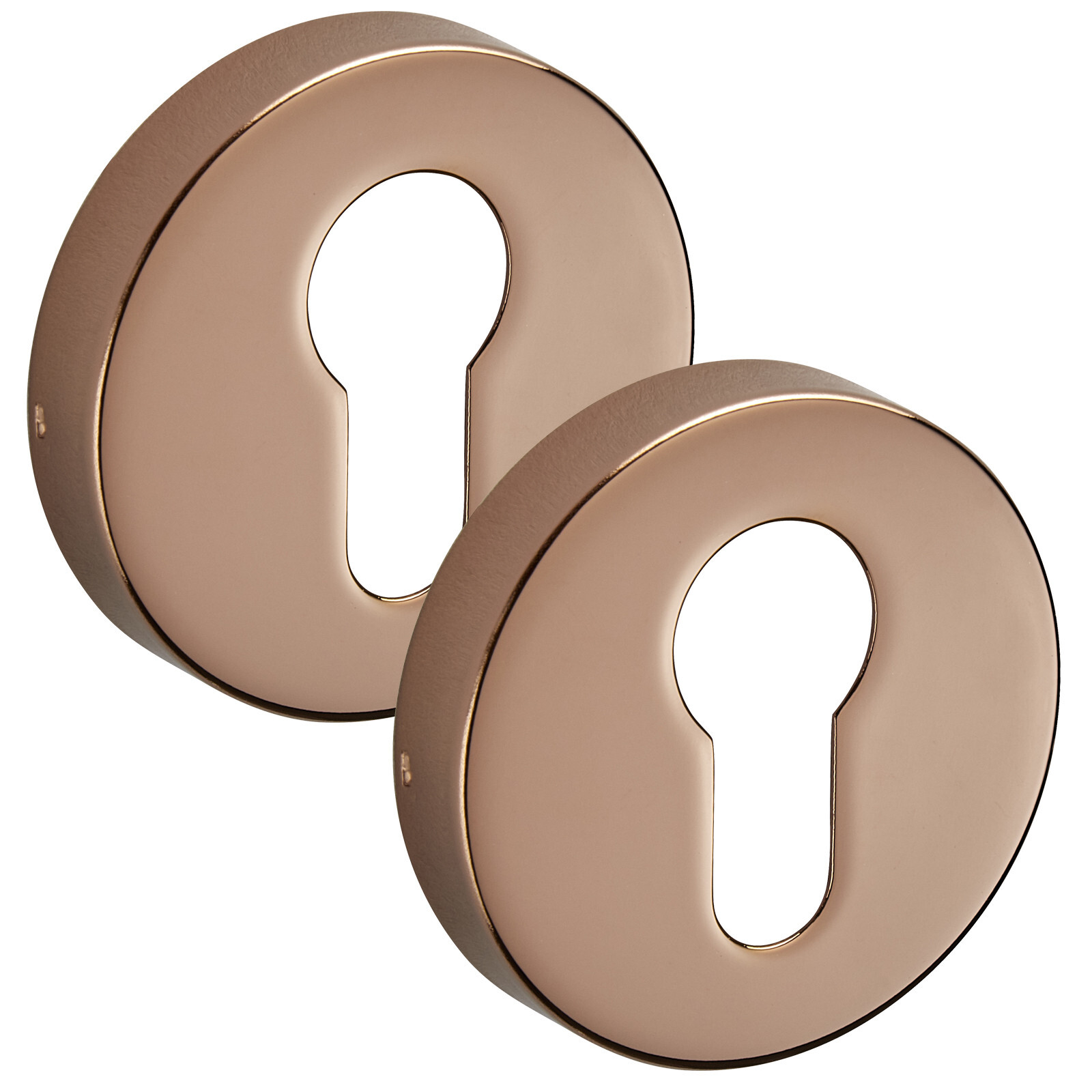 Polished Copper Euro Profile Keyhole Escutcheons (Pair)