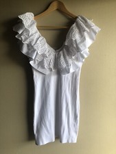 NEW ZARA Women’s Puffer Shoulder Sleevless Mini White Pullover Dress Size M