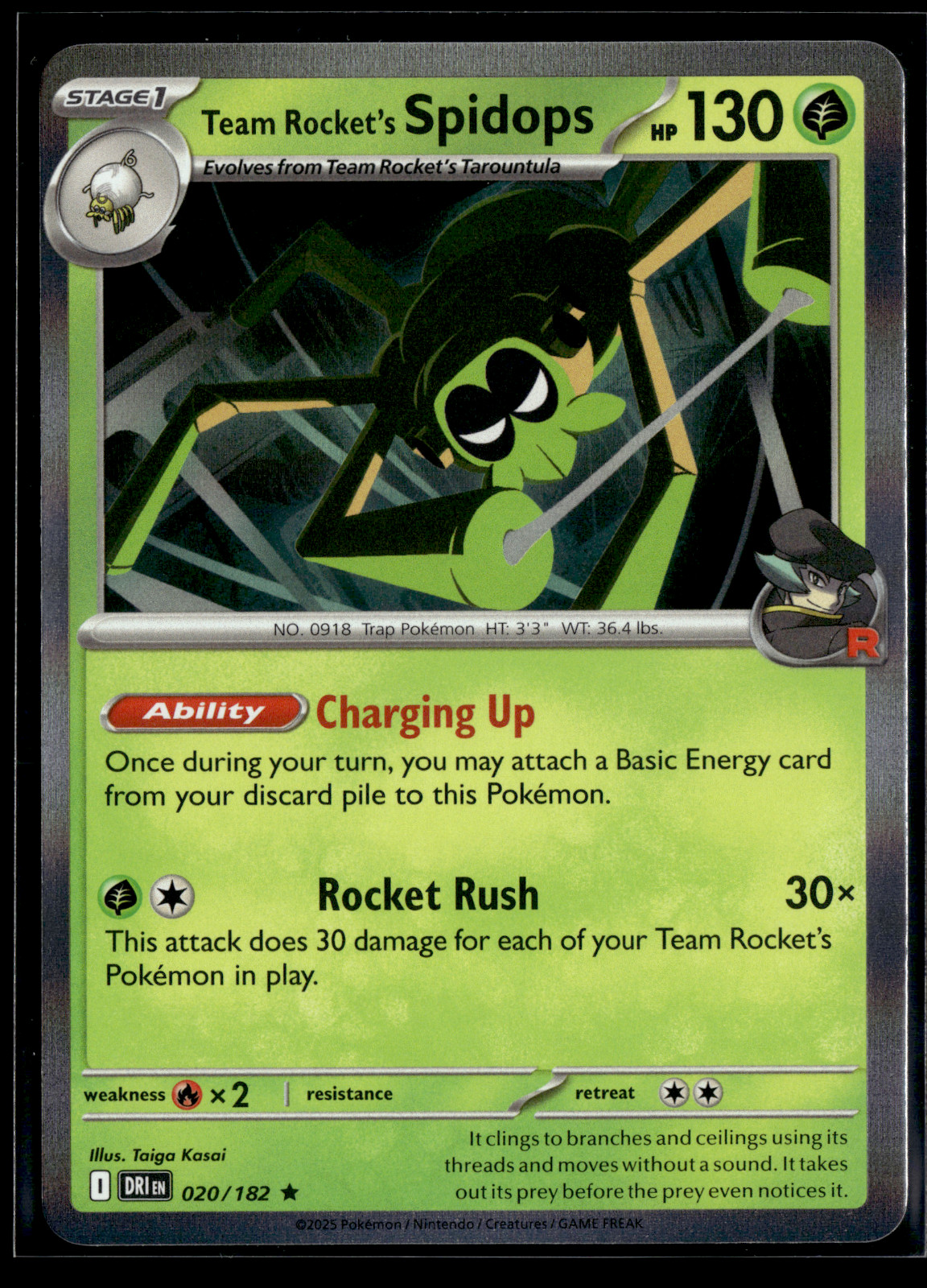 Team Rocket's Spidops #20/182 Holo NM - Destiny Rivals Pokemon Card