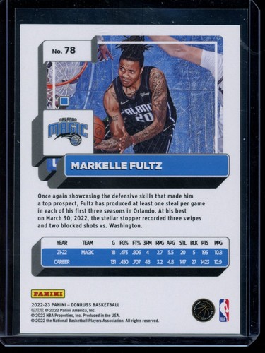 2022-23 Donruss #78 Markelle Fultz Silver Press Proof - Picture 2 of 2
