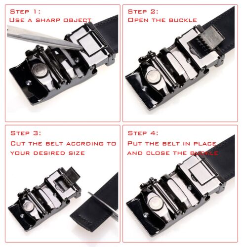 Real Leather Men Ratchet Belt Belts For Men Adjustable Automatic Buckle - Picture 7 of 22
