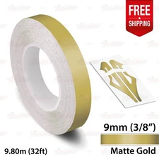 MATTE GOLD 3/8" 9mm Roll PIN STRIPE Car Striping Line TAPE Decal Vinyl Sticker