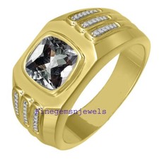 Natural White topaz Gemstones with 925 Sterling Silver Gold Plated Men Ring F20