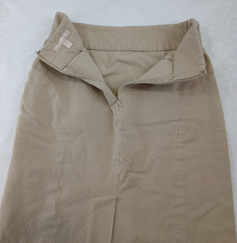 Banana Republic Skirt Women's Size 0 Khaki Colored Knee Length Back Slit Zipper - Picture 9 of 16