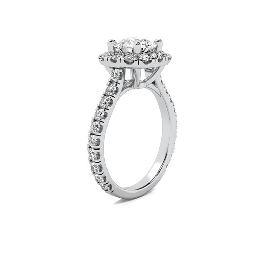 Halo Pave 1.85 Ct F VVS2 Natural Cushion Cut Diamond Engagement Ring White Gold - Picture 2 of 5