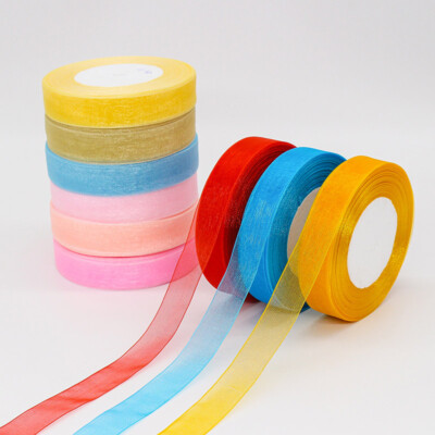 45M Reel Sheer Organza Ribbon Chiffon Tape Webbing Woven Edge 2cm 2.5cm 4cm