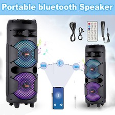 5000W Portable Bluetooth Speaker Sub woofer Heavy Bass Sound Party System W/ Mic