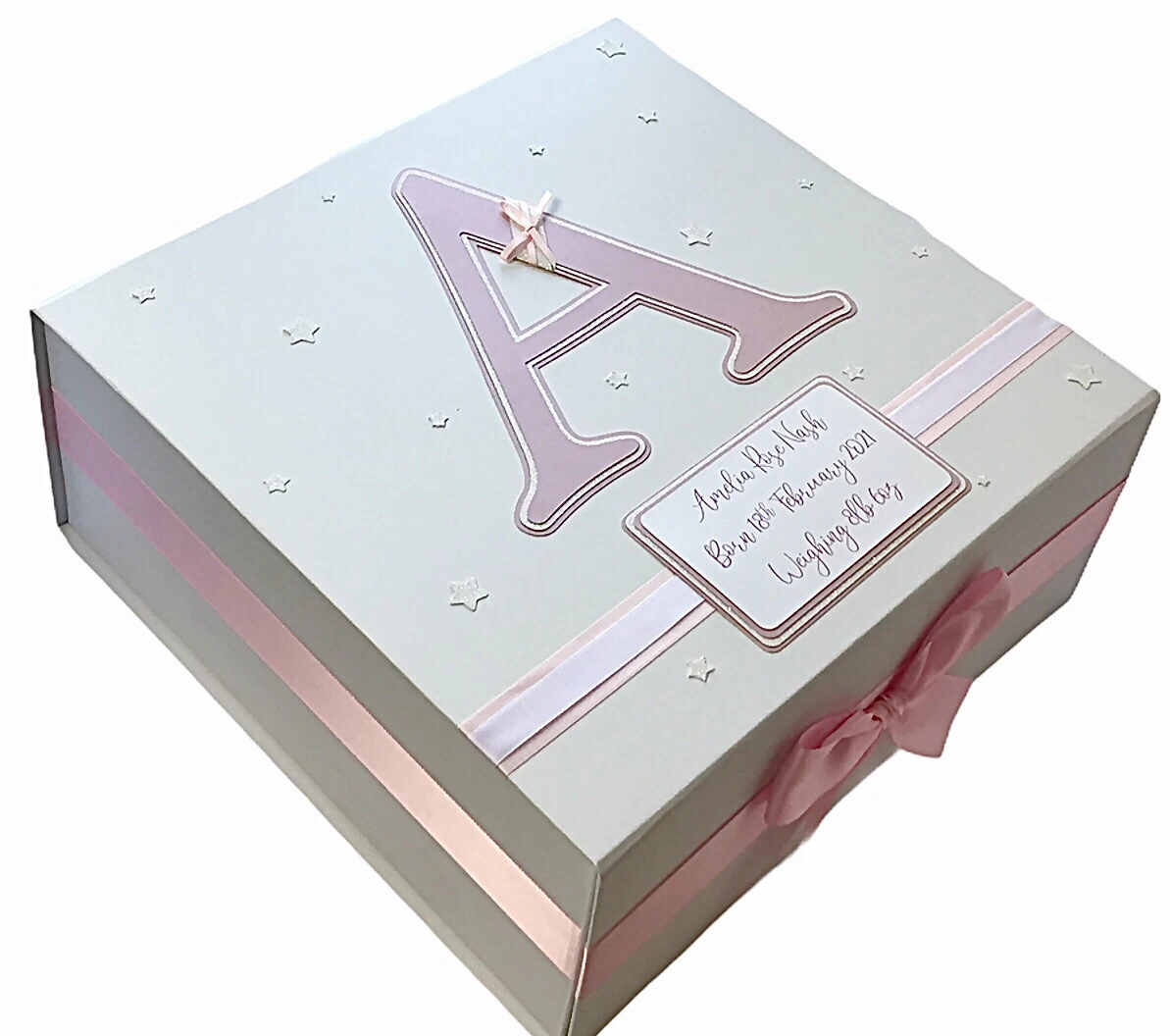 Personalised EXTRA LARGE Baby Keepsake Box Memory Box. ANY COLOUR
