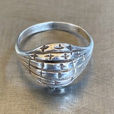 Sterling Silver Ribbed Dome Cut Ring Size 7