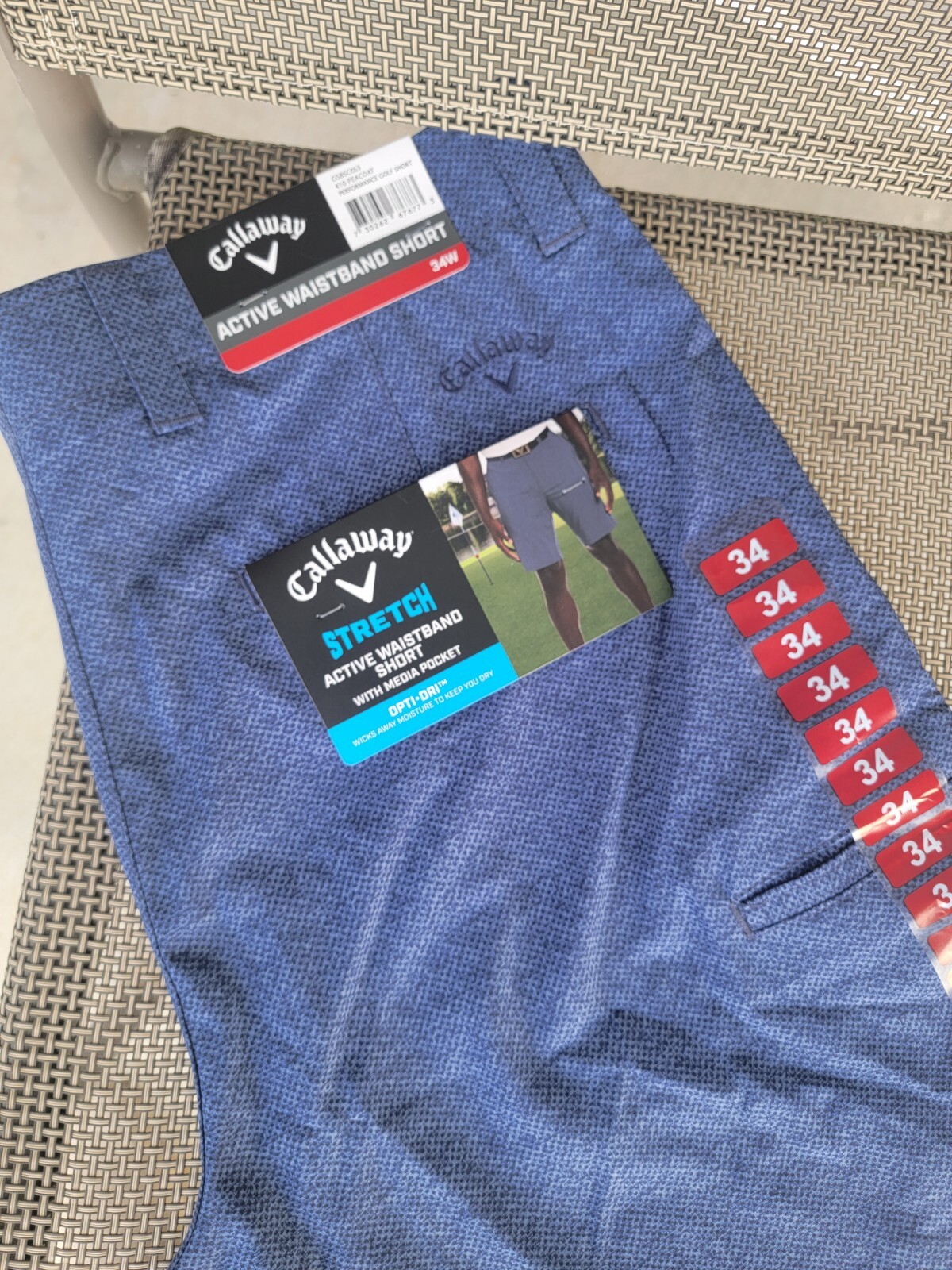 Callaway Mens Golf Shorts Size 34 OptiDri Active Waistband Peacoat