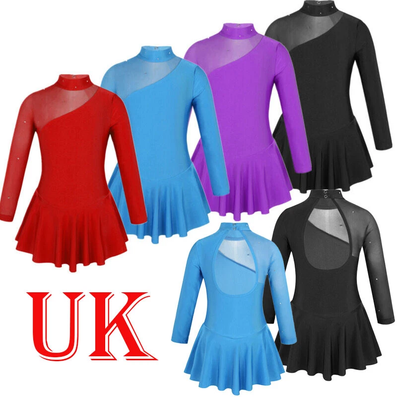 UK Freebily Girl Figure Skating Dress Kid Ballet Dance Gymnastics Leotard Skirt