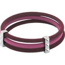 BRACCIALE DONNA HIP HOP HAPPY LOOPS,TRIPLO GIRO,SILICONE,BORCHIE ACCIAIO, MEDIUM