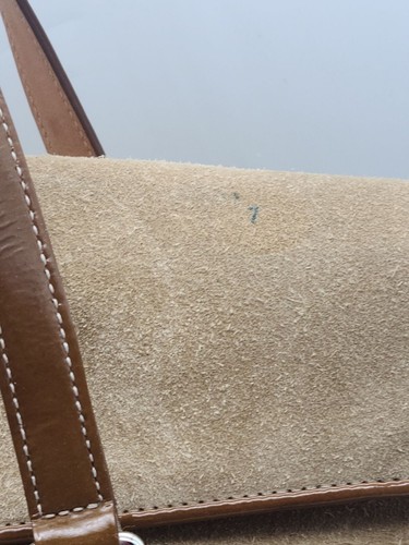 Y2K Coach 9271 Suede Leather Tote Purse Beige Brown Patent Trim Dust Bag READ - Picture 9 of 10