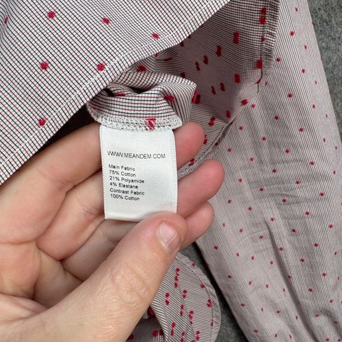 ME+EM Shirt Womens Size UK 12 Pink Polka Dot Cotton Blend Stretch Blouse Top - Picture 10 of 11