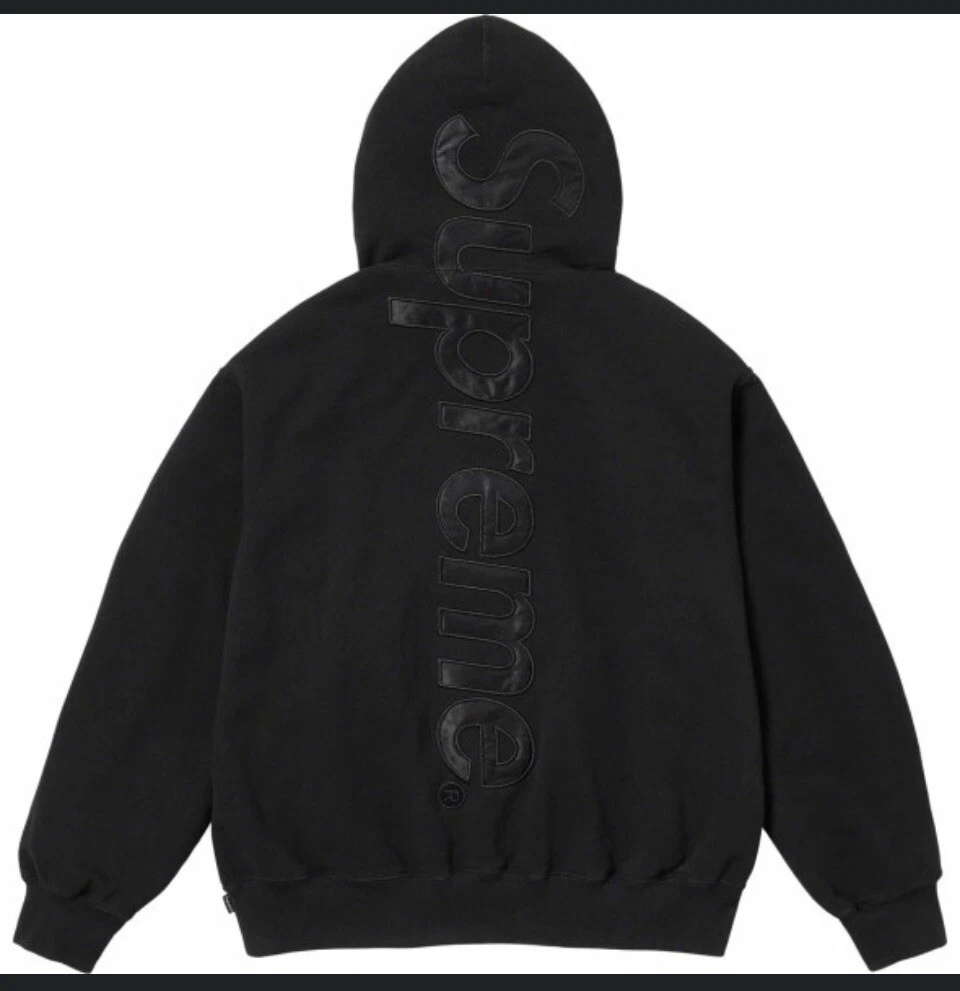 Sweat à capuche FW24 Supreme satin appliqué coton noir taille L