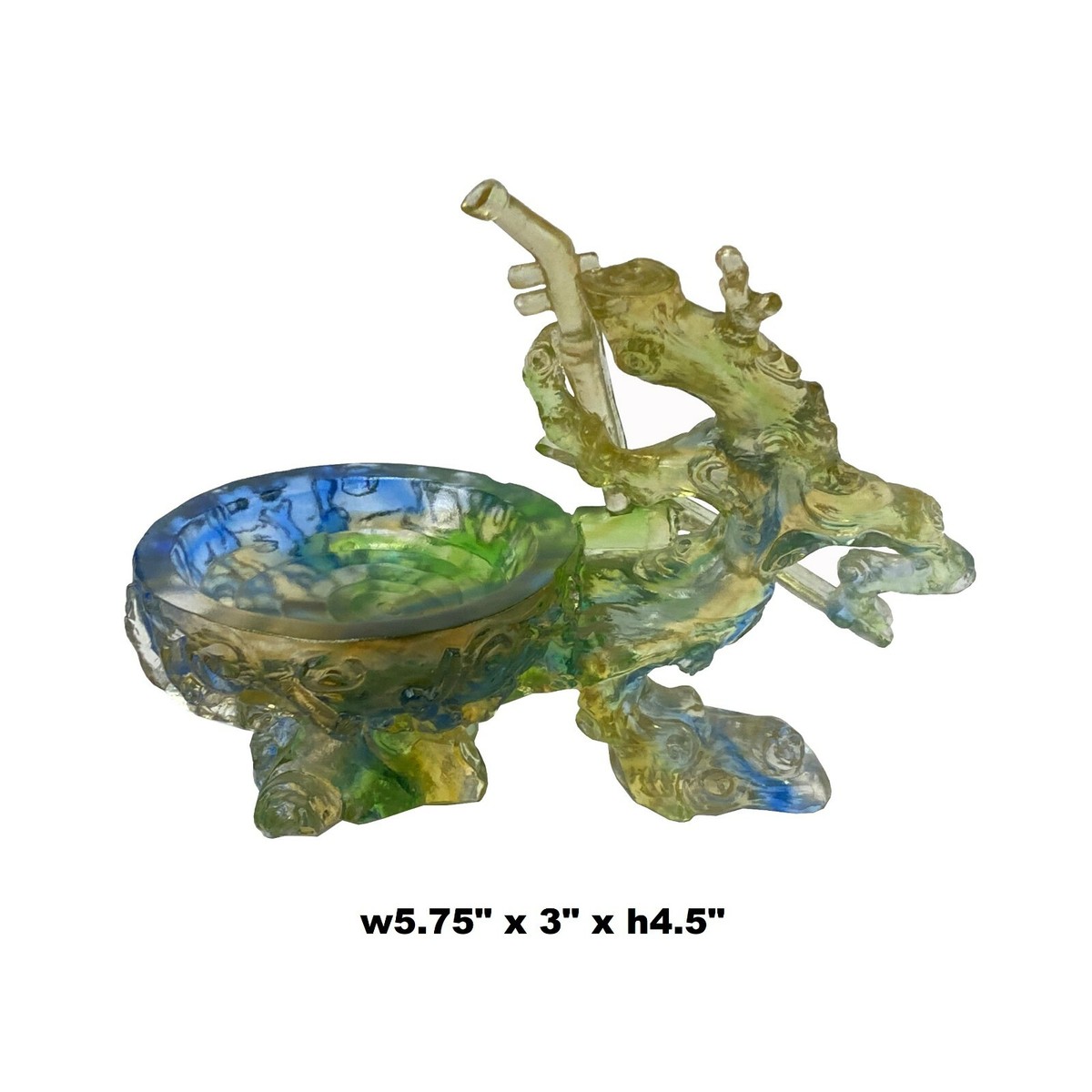 Crystal Glass Liuli Pate-de-verre Green Tree Stem Pipa Display Figure ws2132S Crystal Glass Liuli Pate-de-verre Green Tree Stem Pipa Display Figure ws2132S