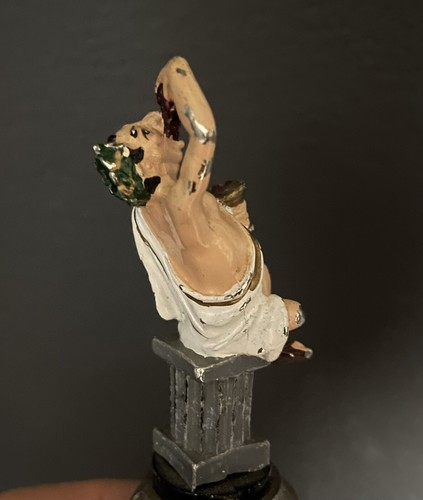 Vtg WTU Pewter Emperor Figure Eating Grapes Wine Bottle Stopper Cork Ring Chain - Picture 2 of 12