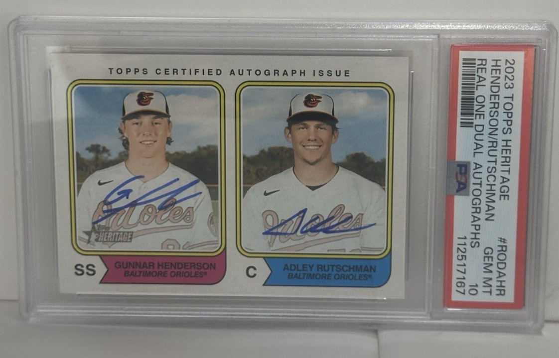 2023 TOPPS HERITAGE REAL ONE DUAL AUTOS #RODAHR HENDERSON/RUTSCHMAN 19/25 PSA 10 view 1