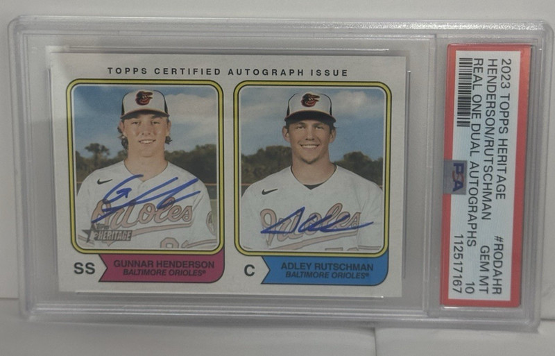 2023 TOPPS HERITAGE REAL ONE DUAL AUTOS #RODAHR HENDERSON/RUTSCHMAN 19/25 PSA 10