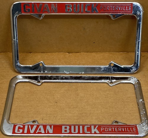 NOS RARE PAIR BUICK ( PORTERVILLE CA.) GIVAN BUICK CAR ๐ LICENSE PLATE FRAME