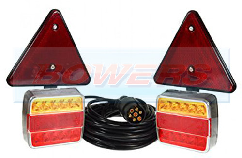 WATERPROOF 12V MAGNETIC LED TRAILER TOWING LIGHTS LAMPS TRIANGLES WITH 6M CABLE - Picture 1 of 2