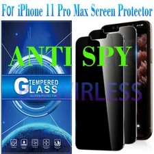 1/2 Pack  For iPhone 11 Pro Max Anty-Spy Privacy Tempered Glass Screen Protector