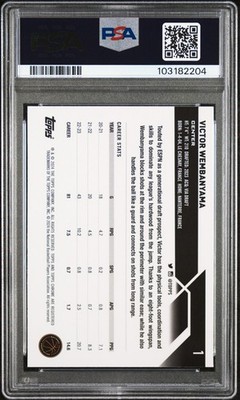 PSA 10 2023-24 Topps Chrome Basketball Victor Wembanyama Rookie RC