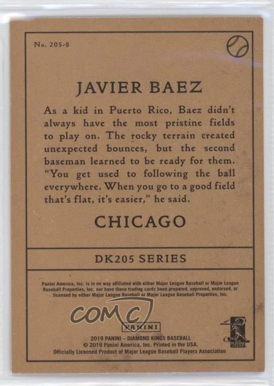 2019 Panini Diamond Kings DK 205 Javier Baez #205-8 - Image 2 of 2